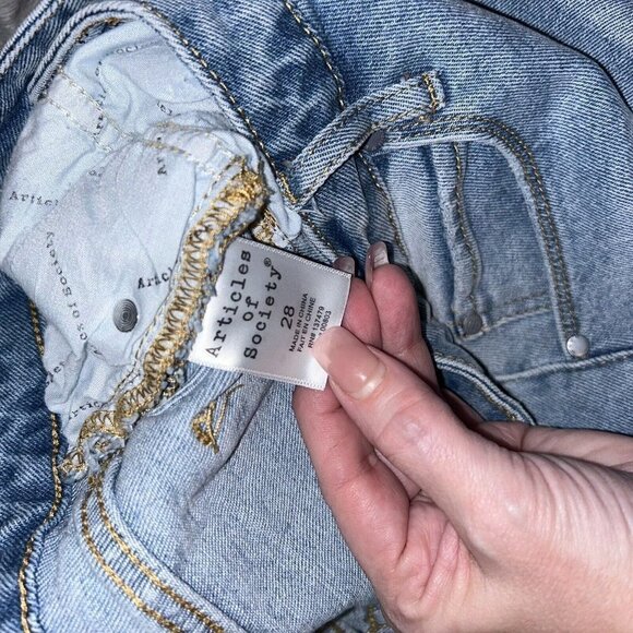 Articles of Society Blue Denim Cut Off High Rise Frayed Salt Aire Shorts Size 28 - Picture 6 of 8
